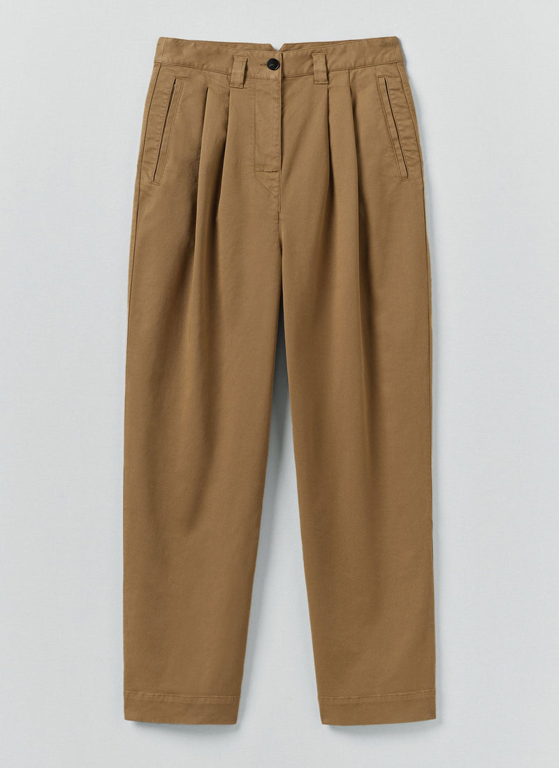Cotton Pleat Front Pants | Warm Sand