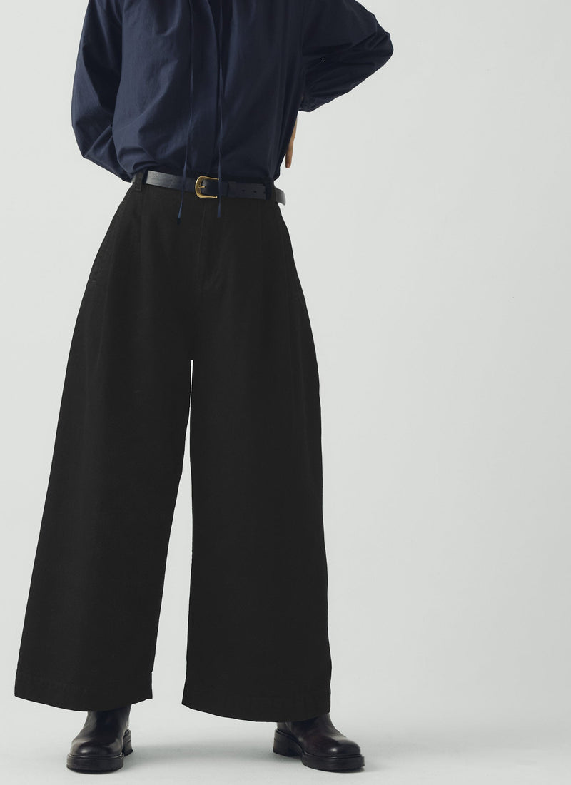 Denim Pleat Front Pants | Carbon Black