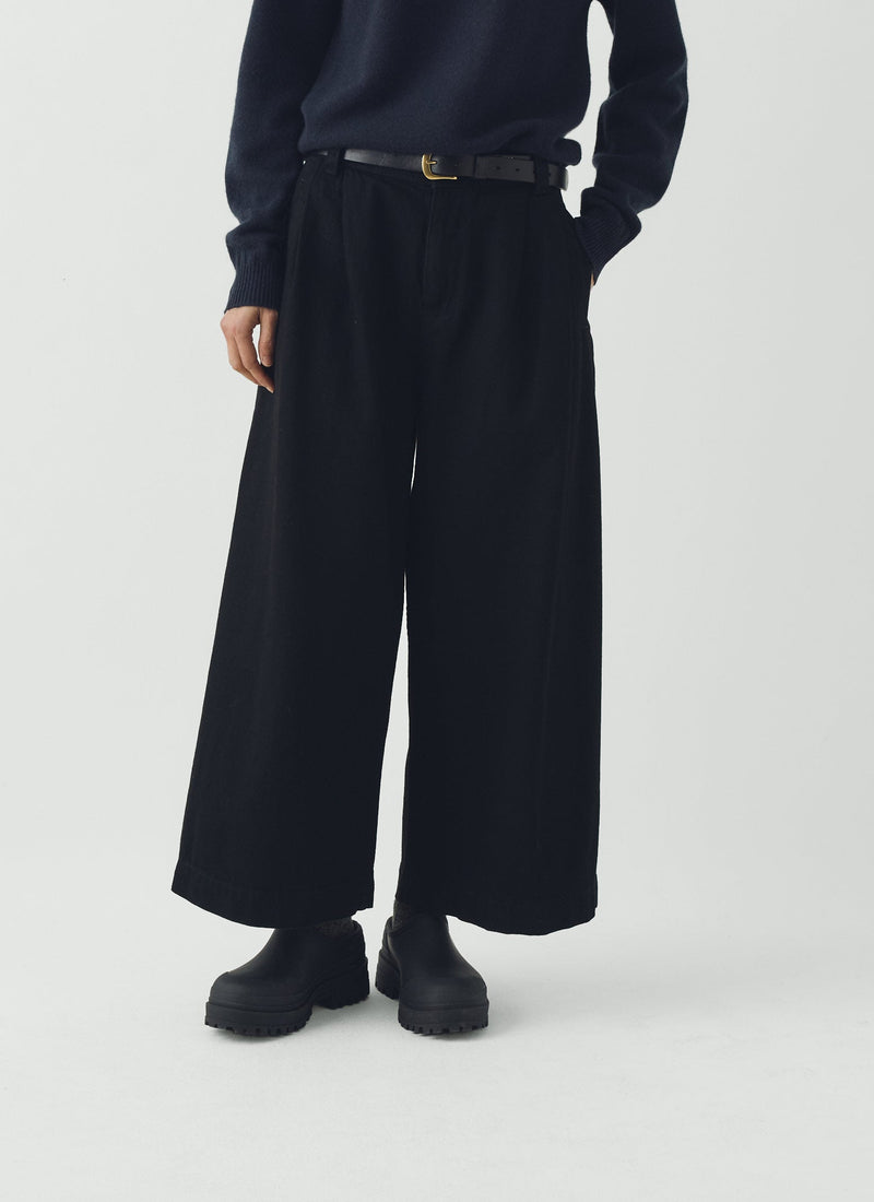 Denim Pleat Front Pants | Carbon Black