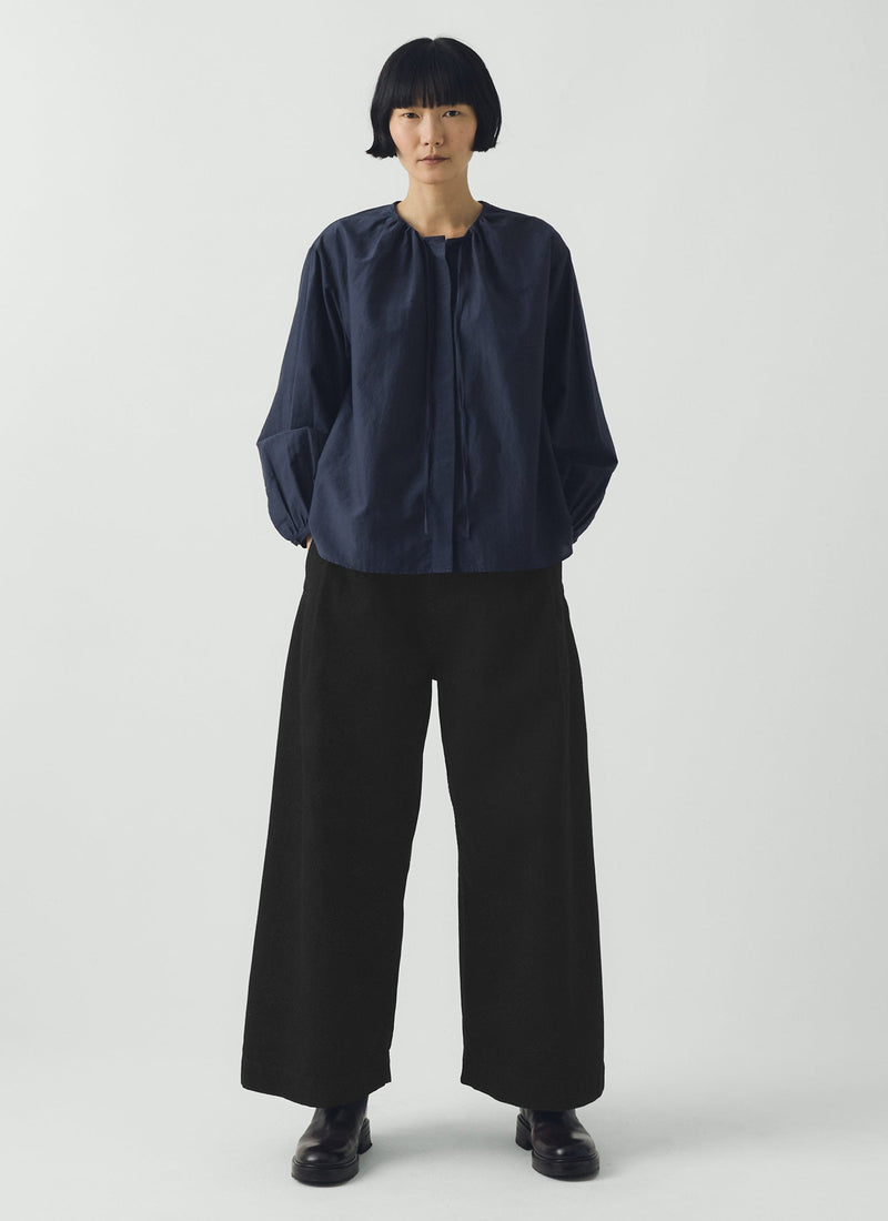 Denim Pleat Front Pants | Carbon Black