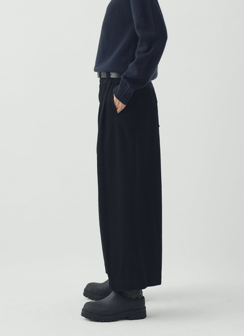 Denim Pleat Front Pants | Carbon Black