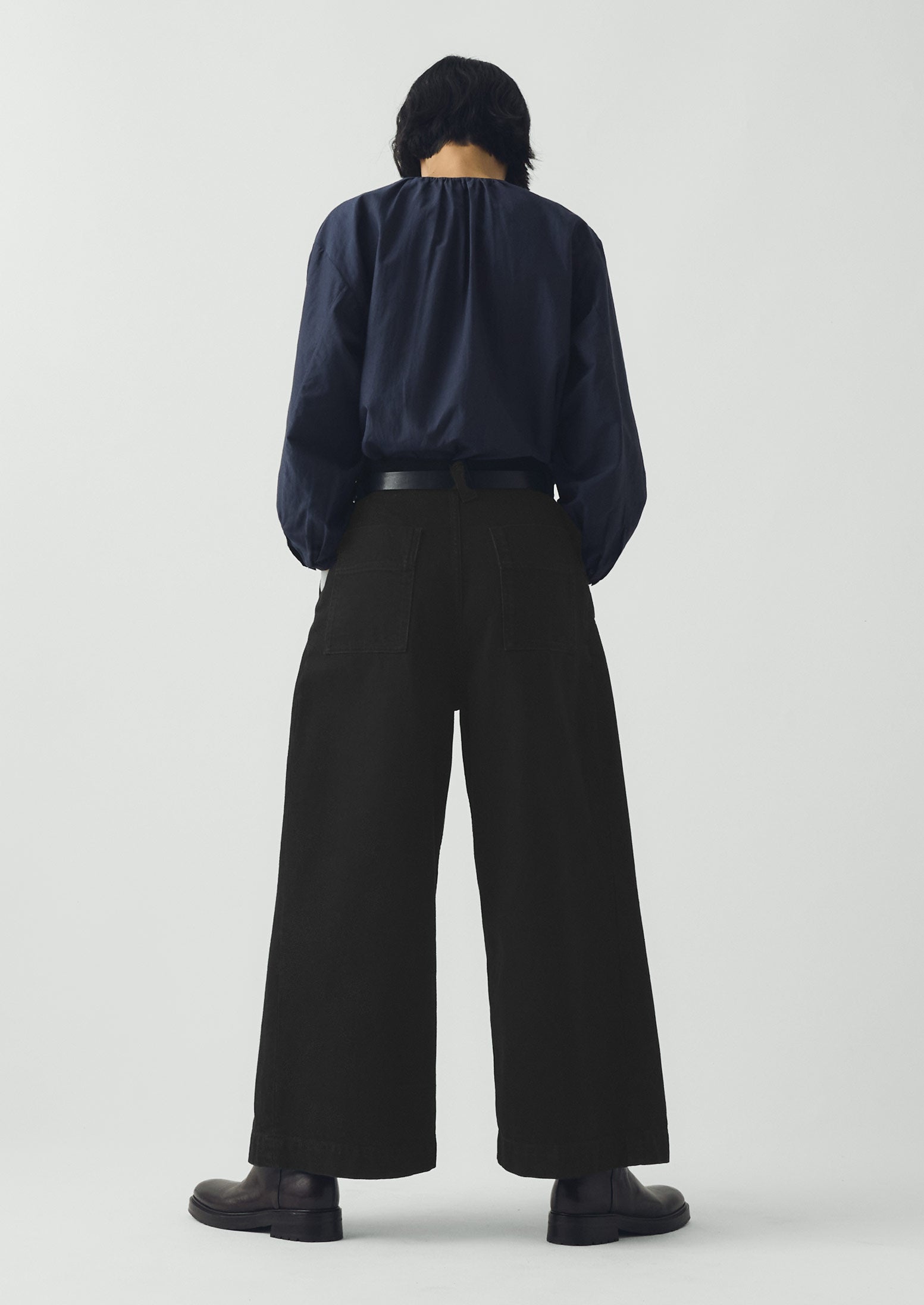 Denim Pleat Front Pants | Carbon Black | TOAST
