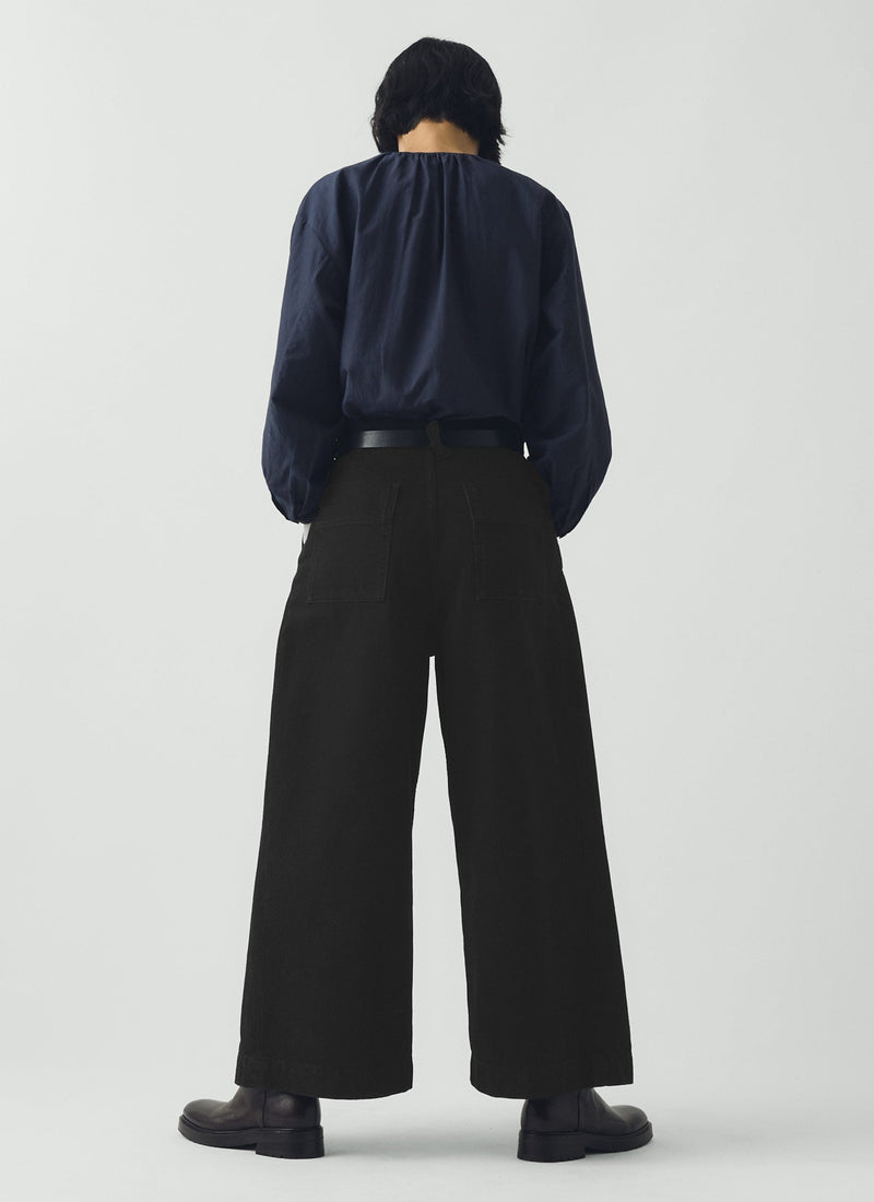 Denim Pleat Front Pants | Carbon Black