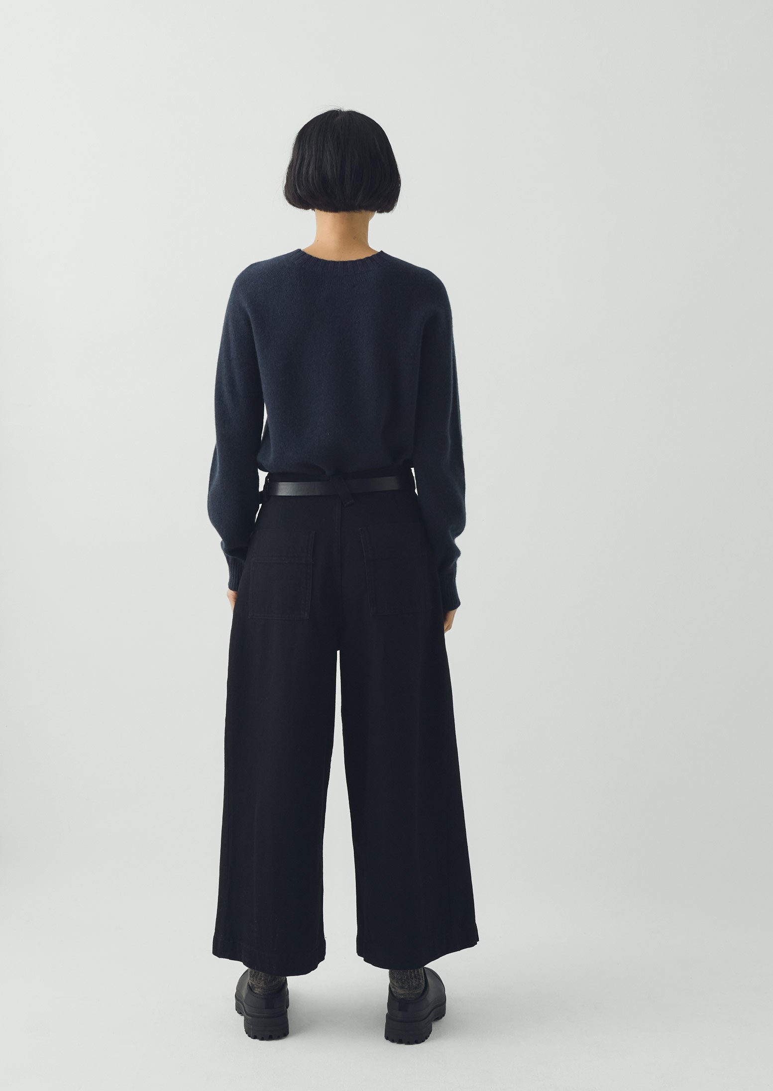 Denim Pleat Front Pants | Carbon Black | TOAST