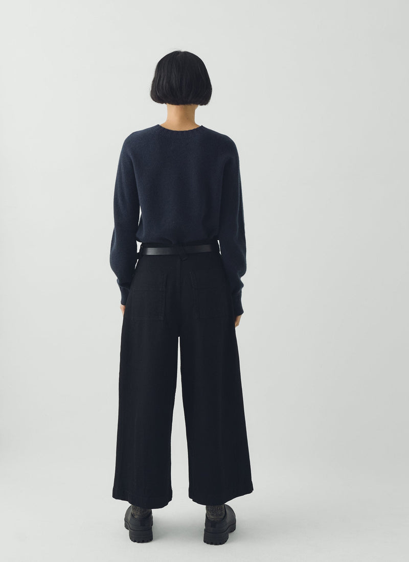Denim Pleat Front Pants | Carbon Black