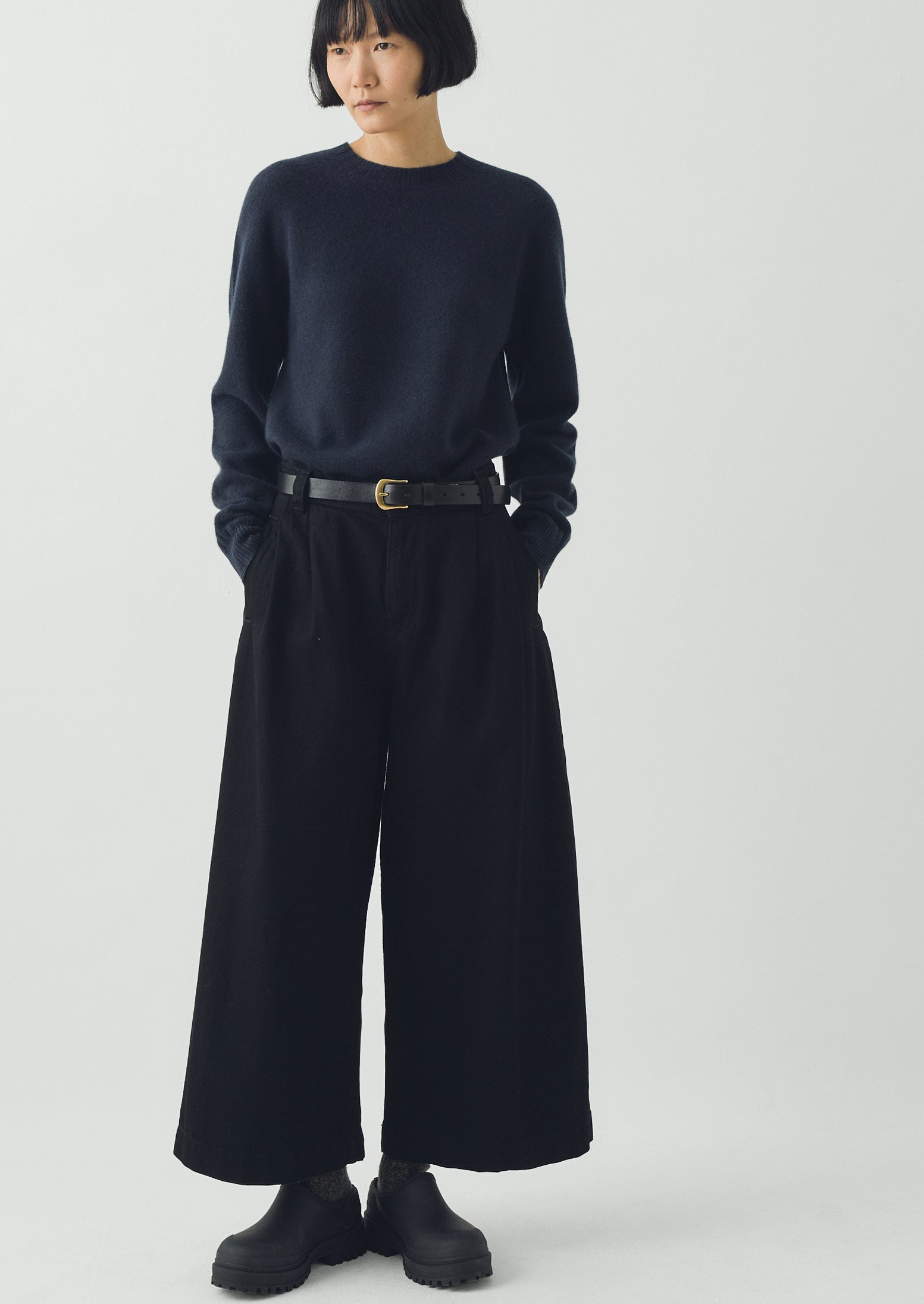 Denim Pleat Front Pants | Carbon Black | TOAST