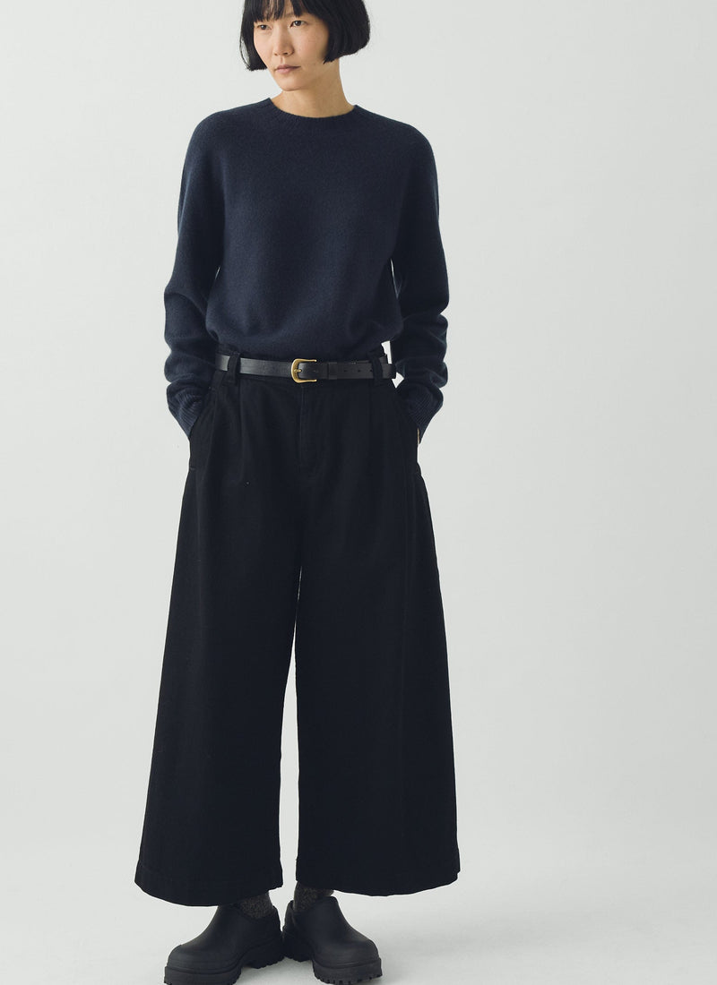 Denim Pleat Front Pants | Carbon Black