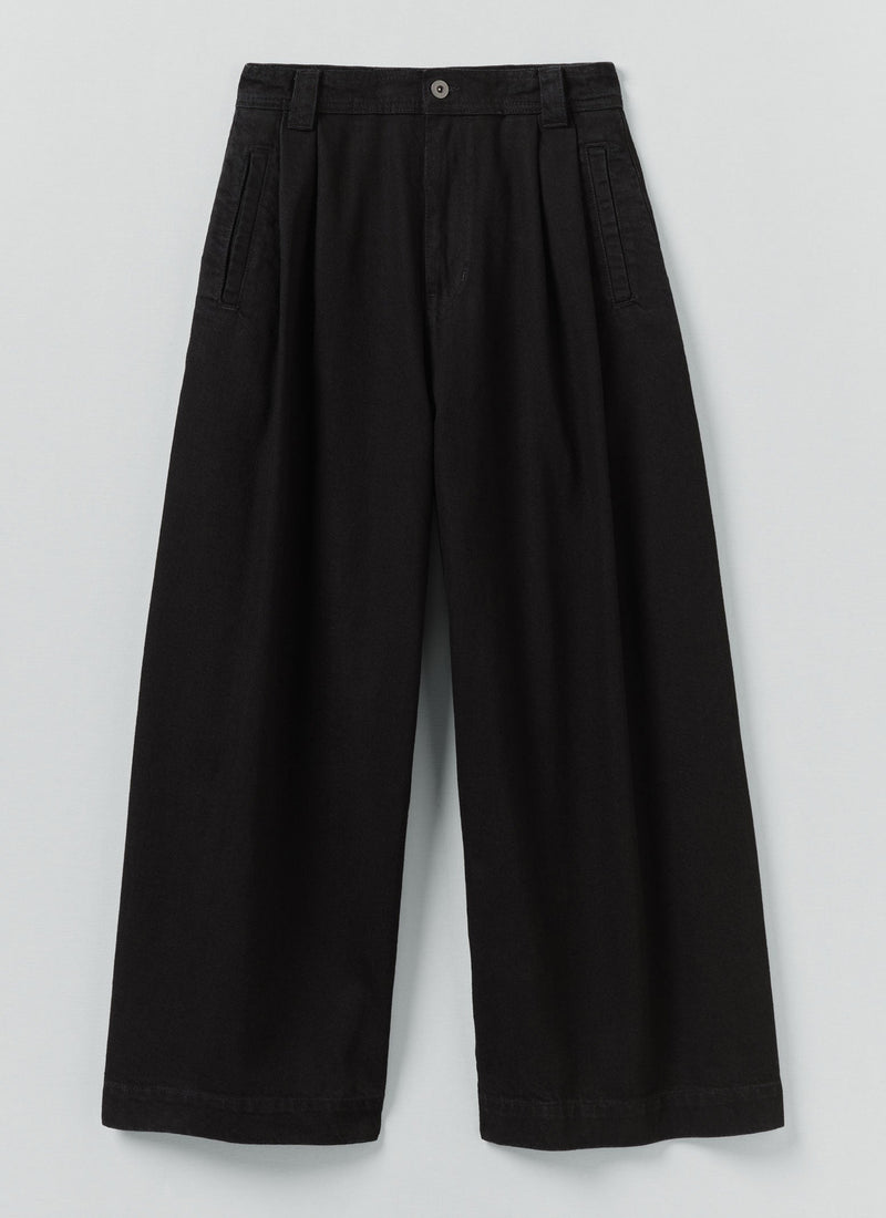 Denim Pleat Front Pants | Carbon Black