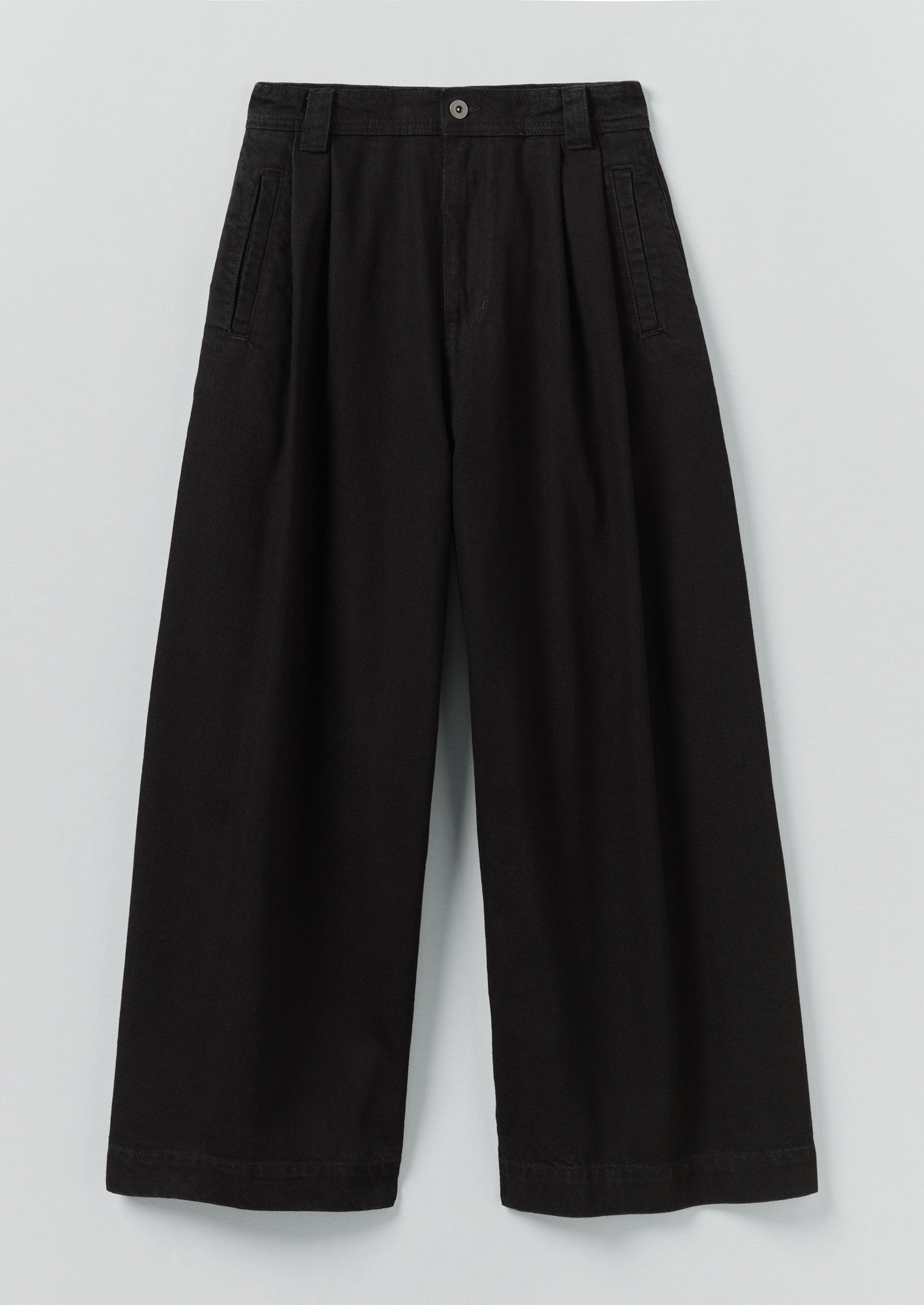 Denim Pleat Front Pants | Carbon Black | TOAST