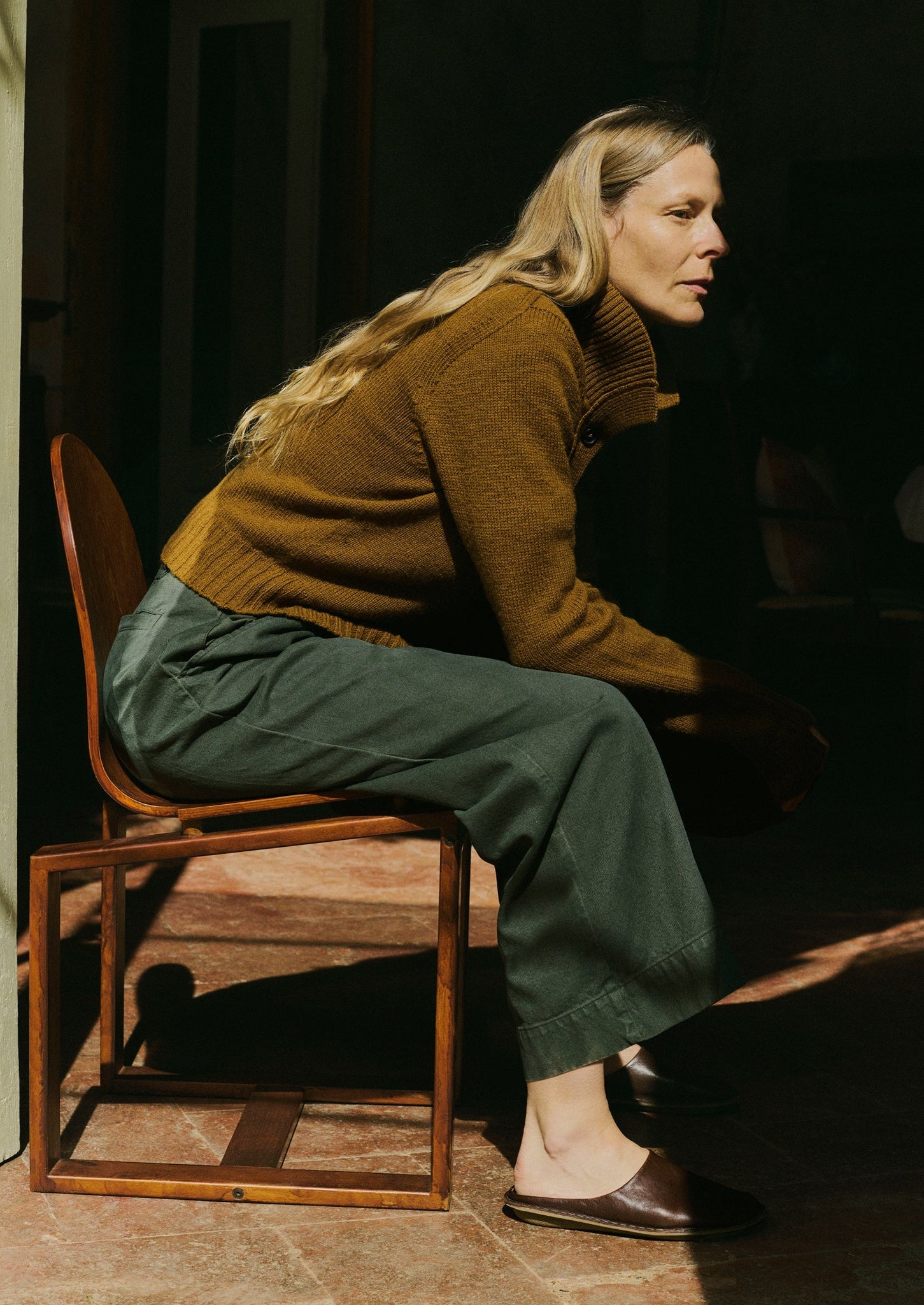 Cotton Canvas Pleat Front Pants | Dark Olive