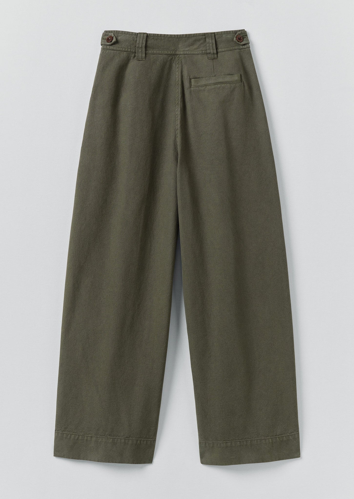Cotton Canvas Pleat Front Pants | Dark Olive