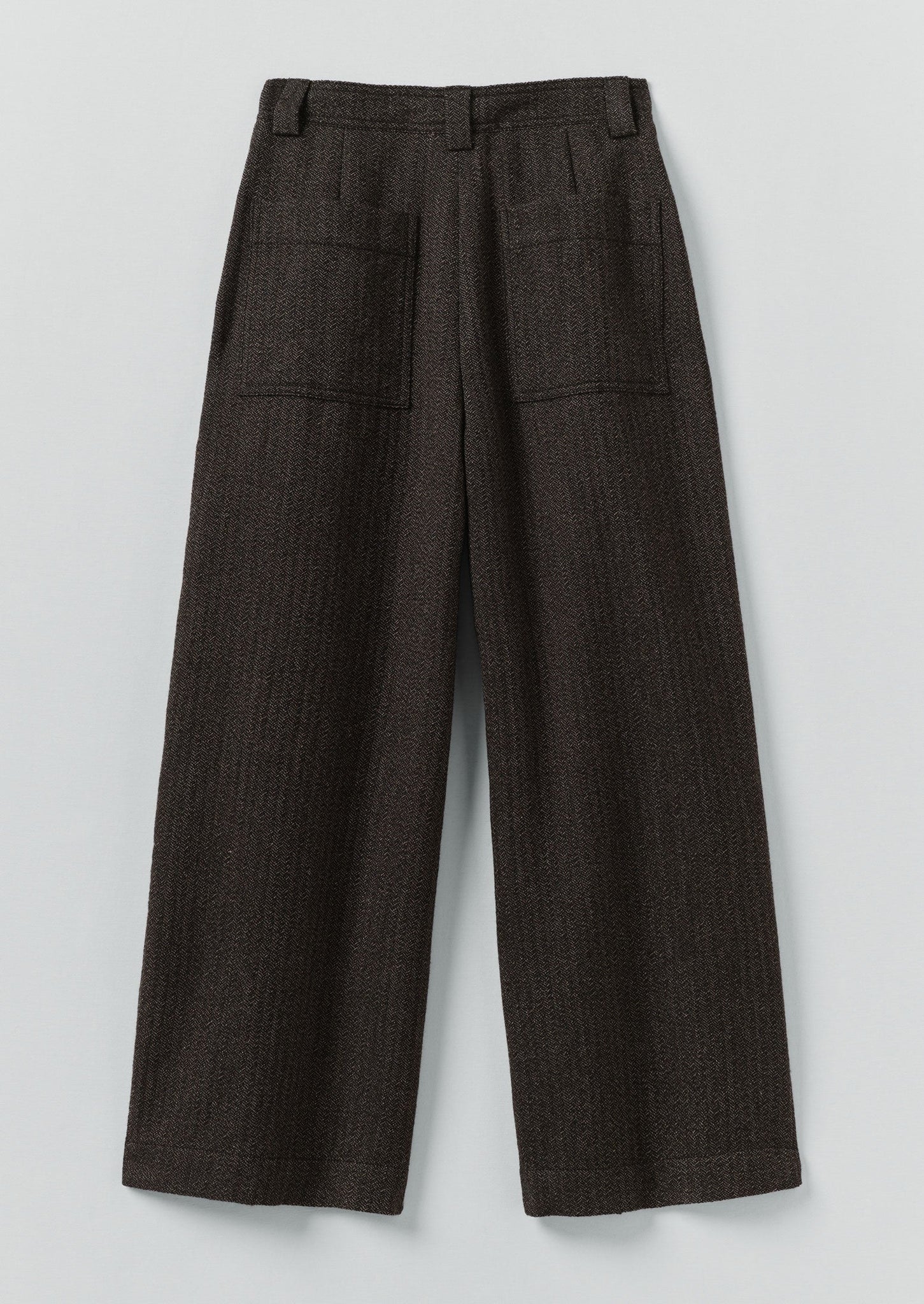 Wool Broken Herringbone Pleat Front Pants | Charcoal Mouline