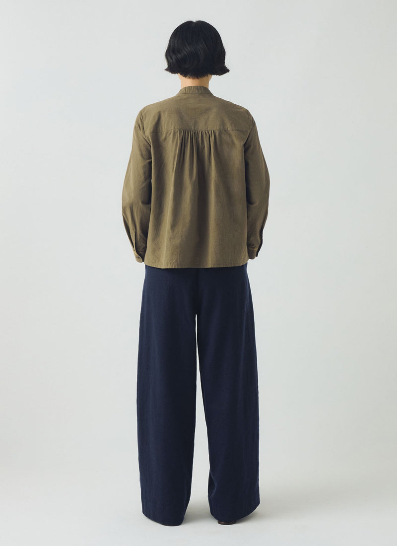 Corinne Cotton Wool Houndstooth Pants | Dark Navy