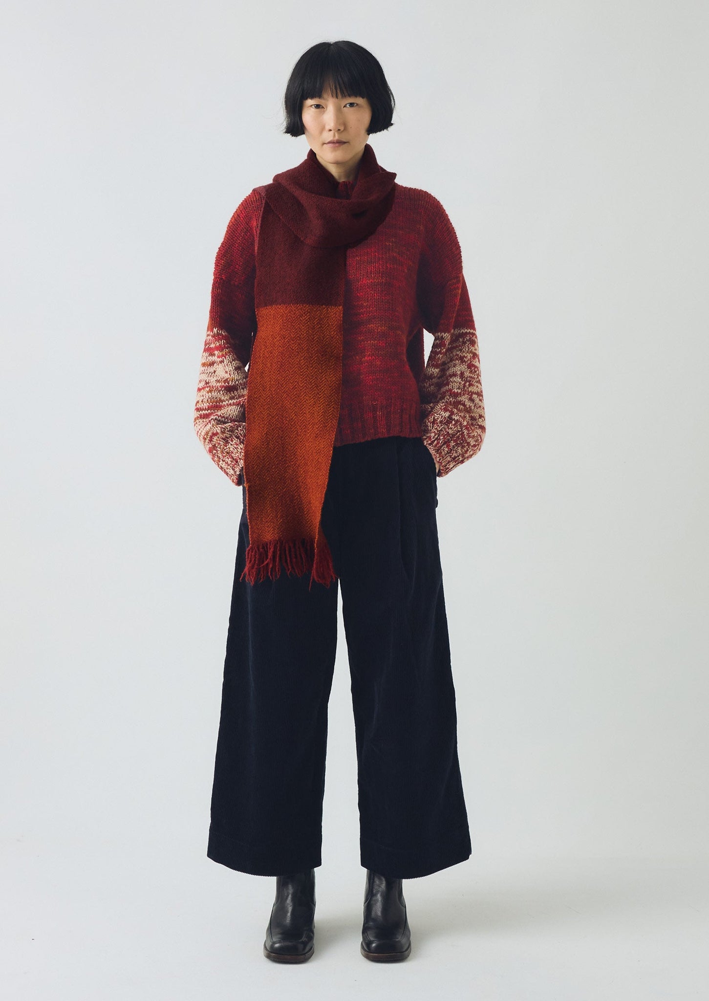 Organic Cord Pleat Front Pants | Midnight