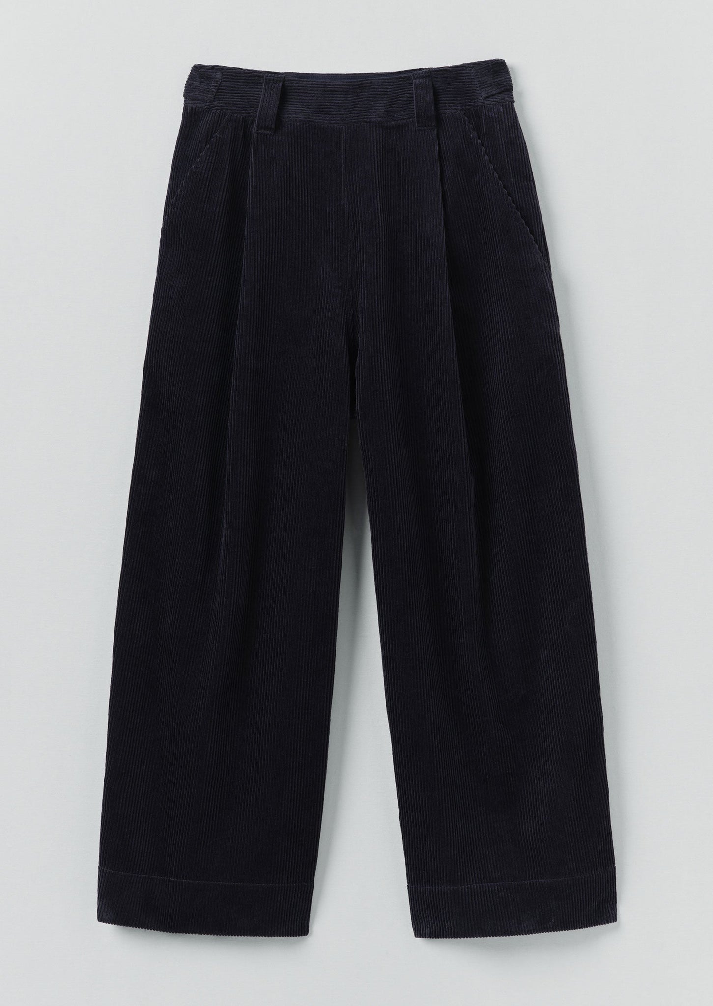 Organic Cord Pleat Front Pants | Midnight