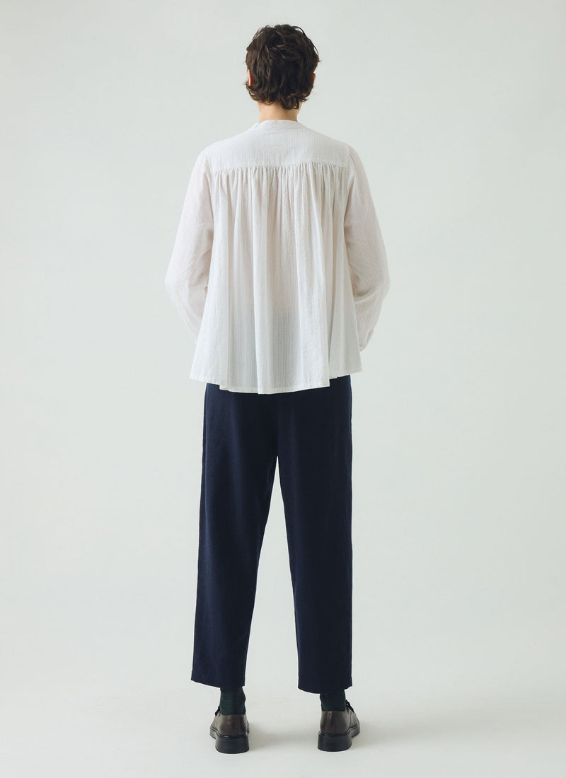 Alix Cotton Wool Houndstooth Pants | Dark Navy