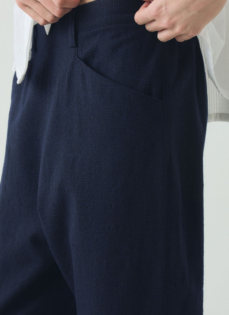 Alix Cotton Wool Houndstooth Pants | Dark Navy