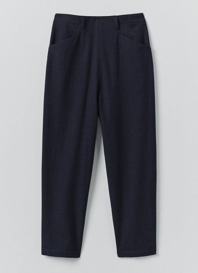 Alix Cotton Wool Houndstooth Pants | Dark Navy
