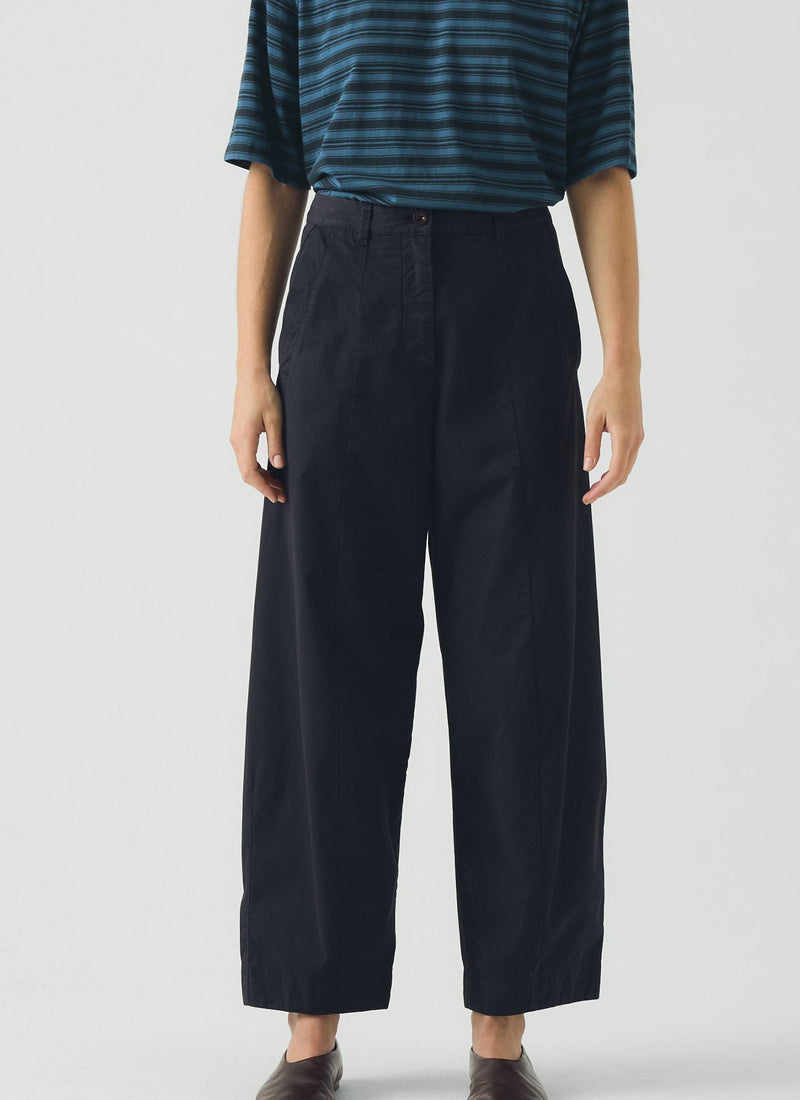 Sculpted Organic Cotton Twill Pants | Mid Blue