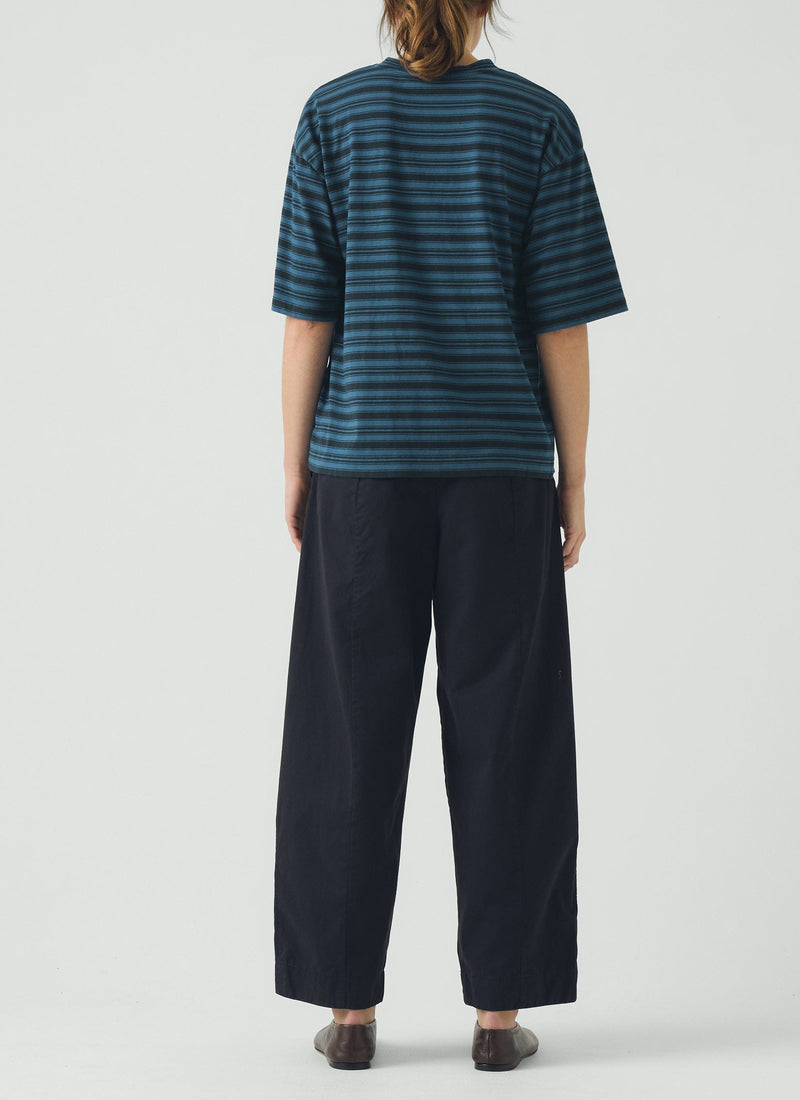 Sculpted Organic Cotton Twill Pants | Mid Blue