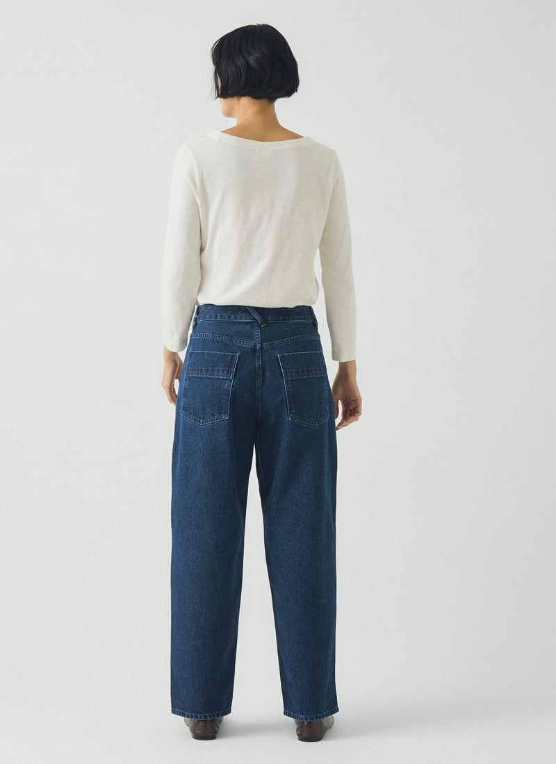 Tapered Indigo Denim Pants | Mid Blue