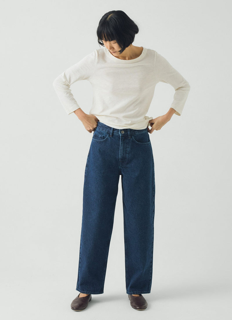 Tapered Indigo Denim Pants | Mid Blue