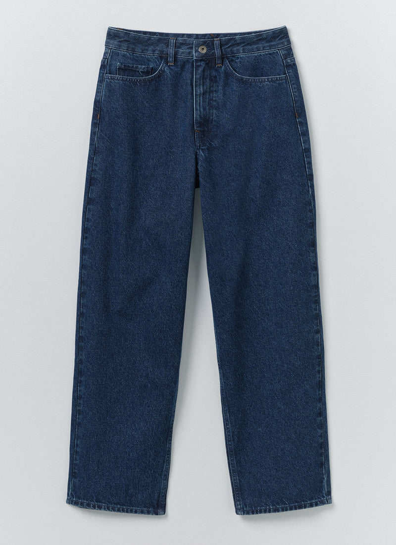 Tapered Indigo Denim Pants | Mid Blue