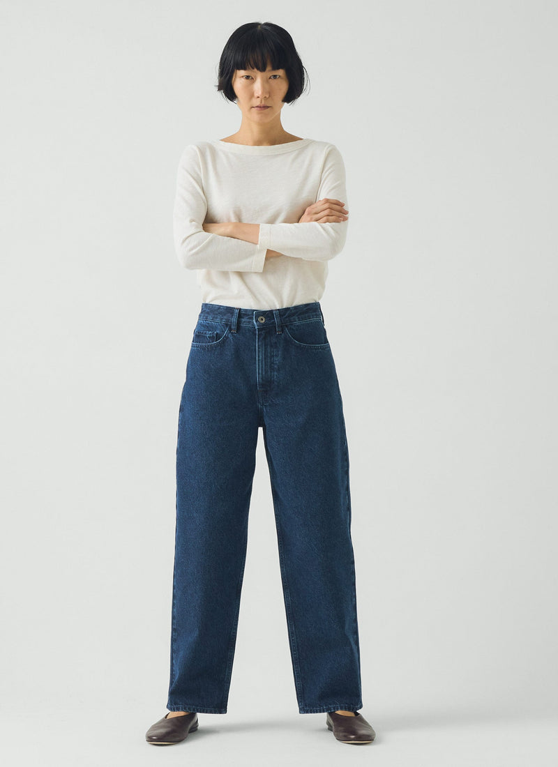 Tapered Indigo Denim Pants | Mid Blue