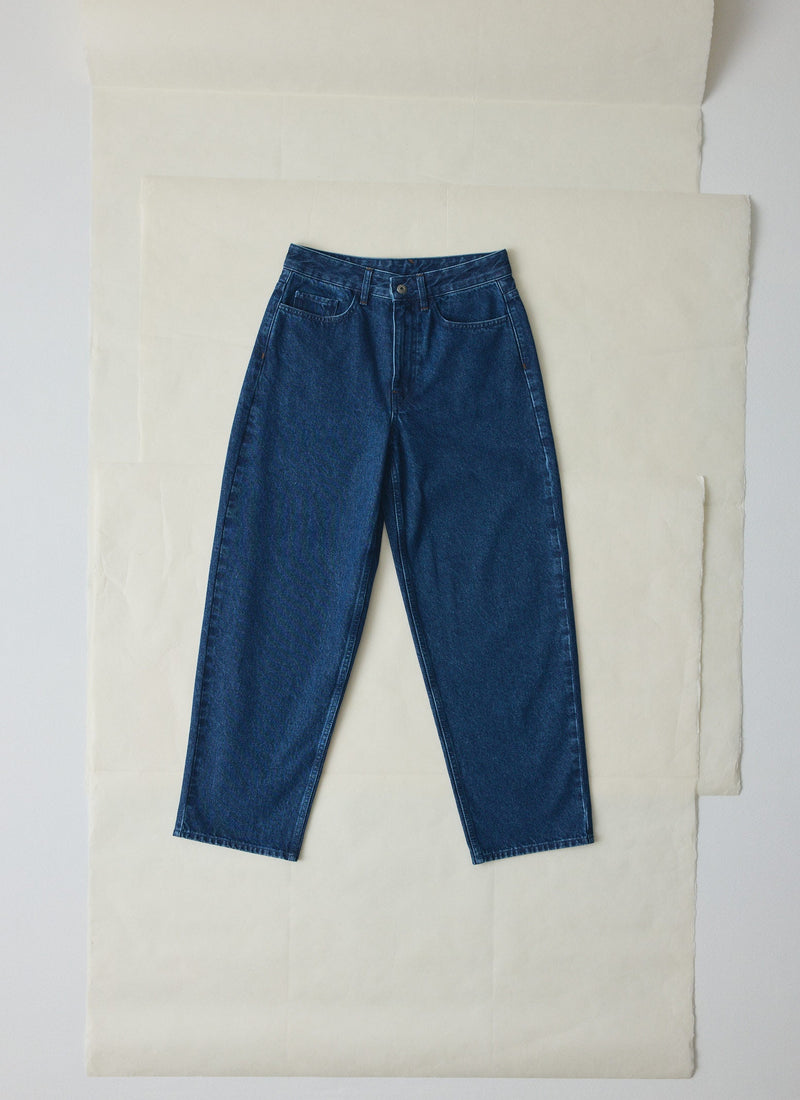 Tapered Indigo Denim Pants | Mid Blue