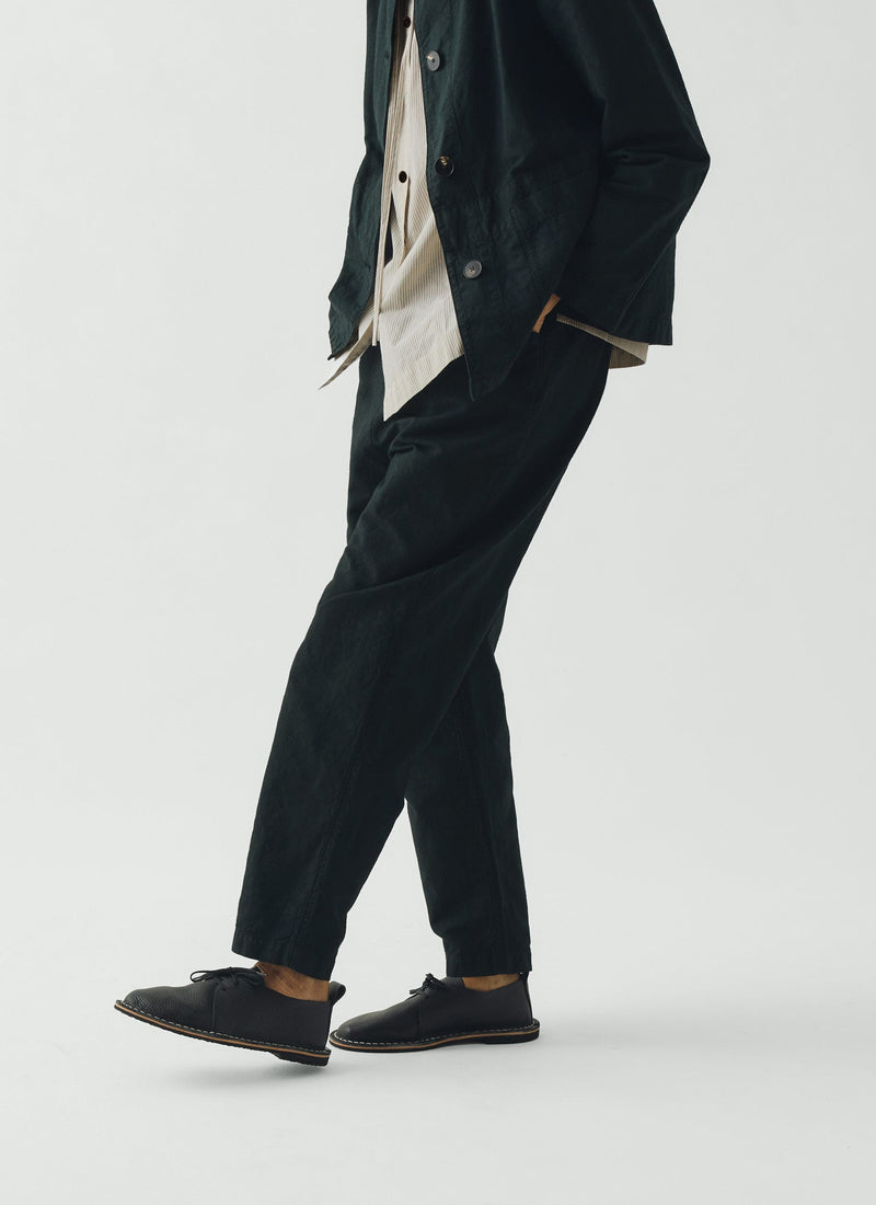 Alix Micro Houndstooth Cotton Linen Pants | Oil Green