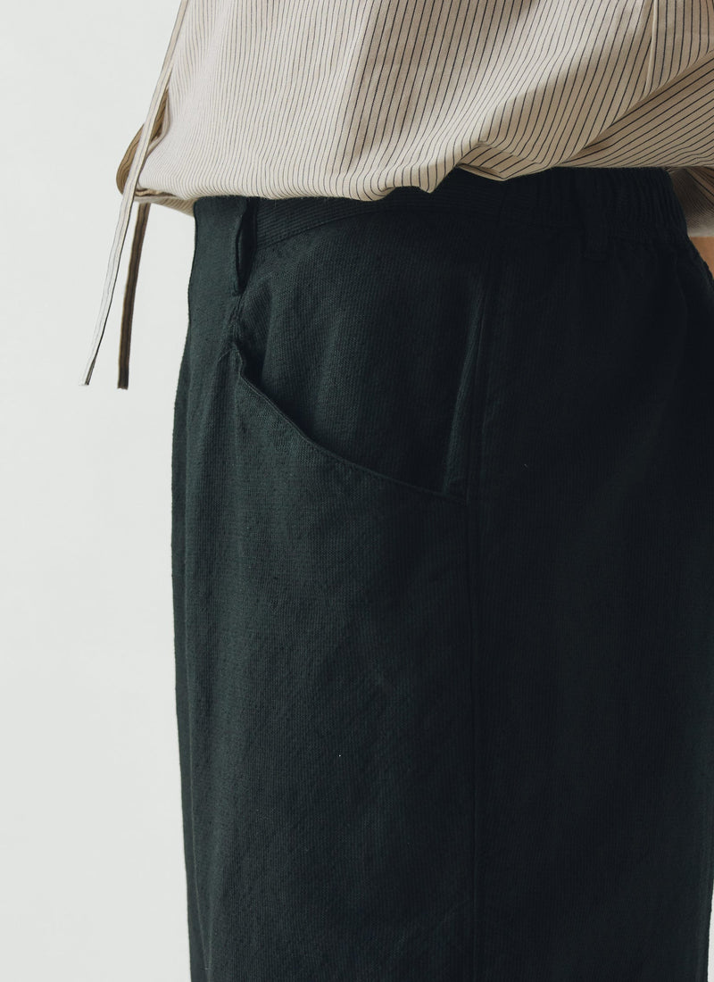 Alix Micro Houndstooth Cotton Linen Pants | Oil Green