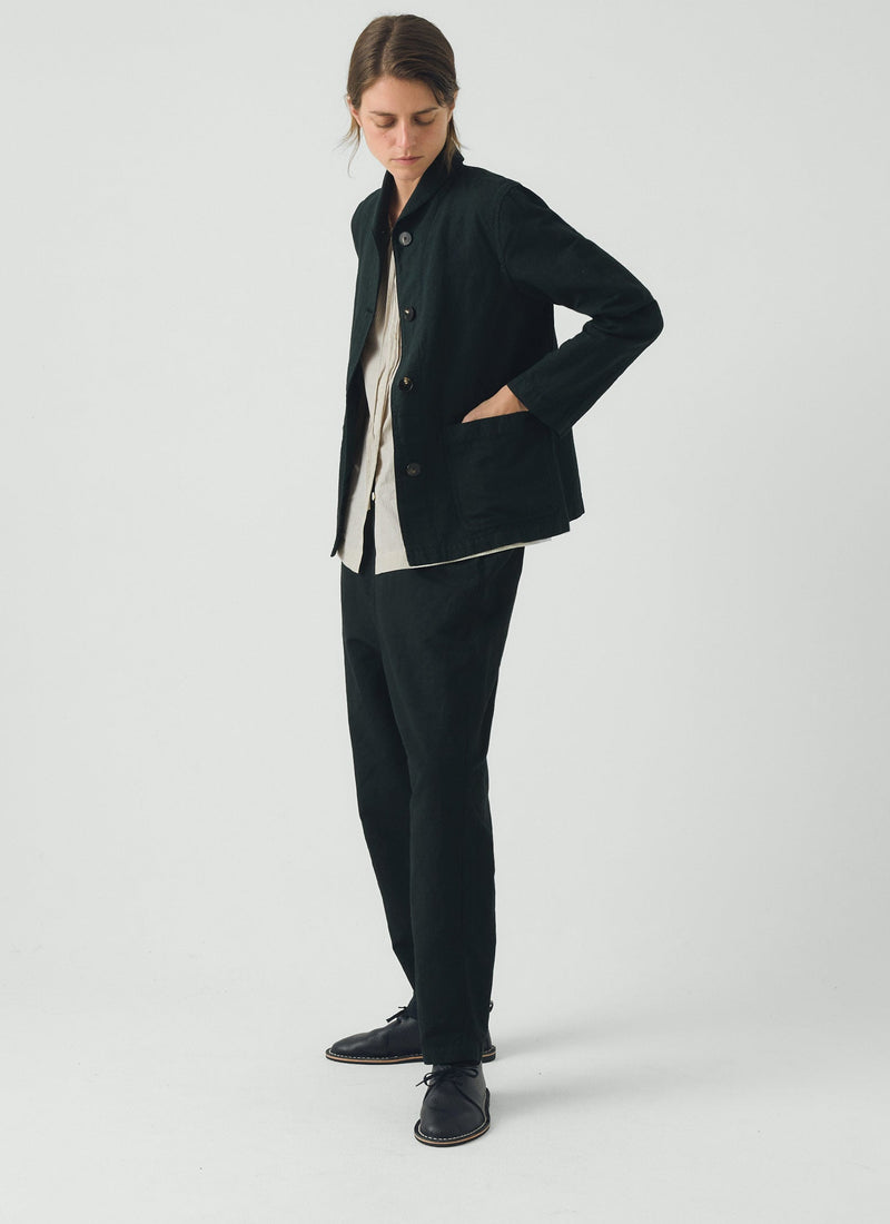 Alix Micro Houndstooth Cotton Linen Pants | Oil Green
