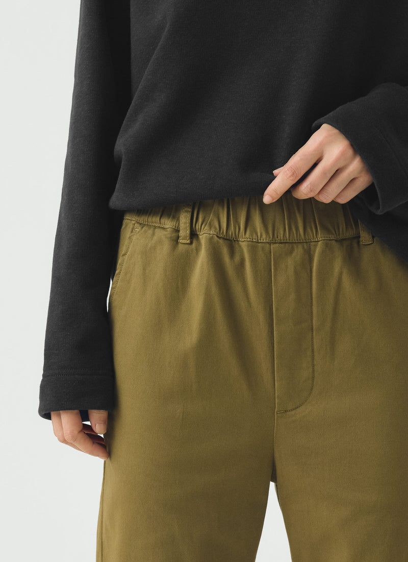 Gabi Cotton Pull On Pants | Olive Leaf