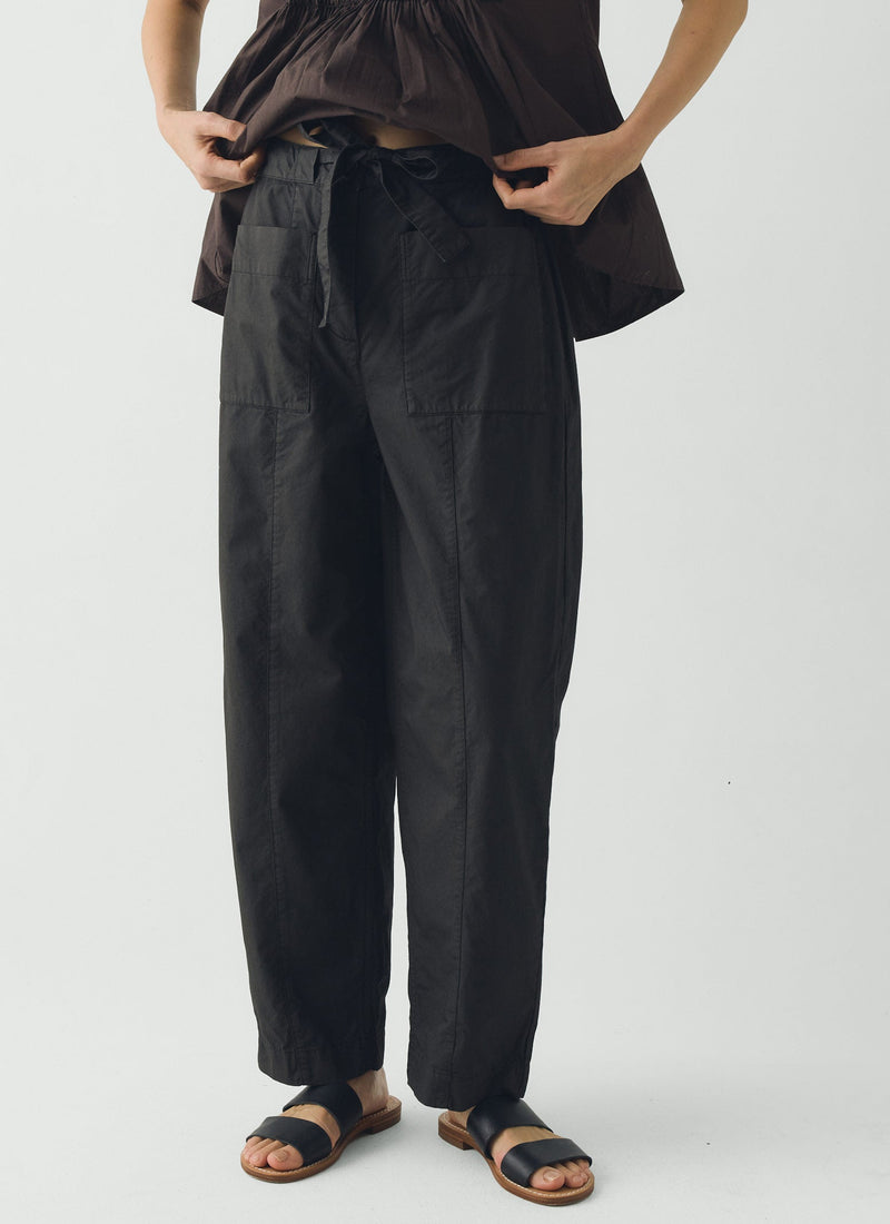 Cotton Twill Belted Pants | Smoke