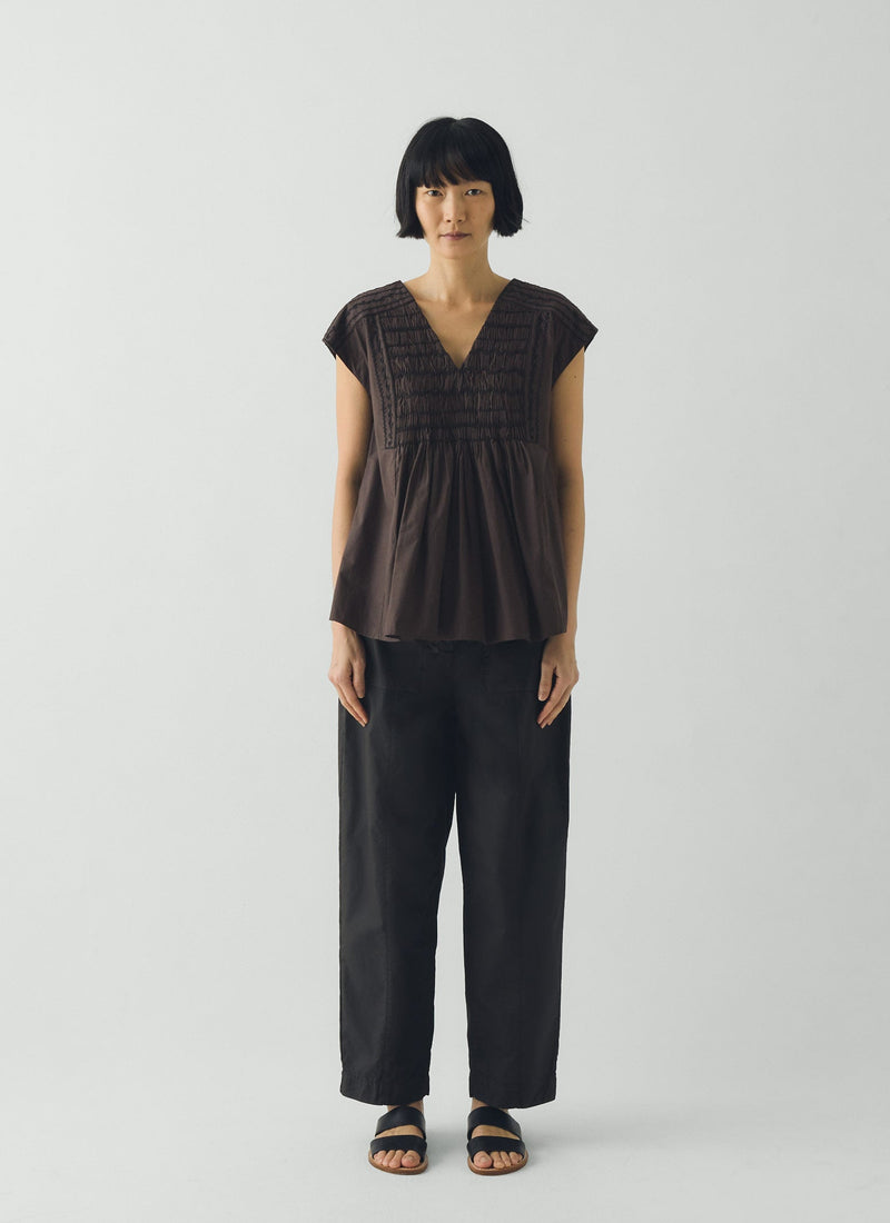 Cotton Twill Belted Pants | Smoke