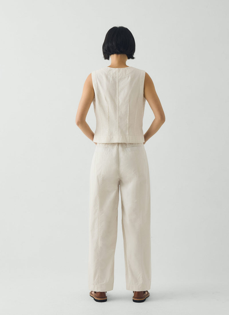 Cotton Twill Belted Pants | Pebble