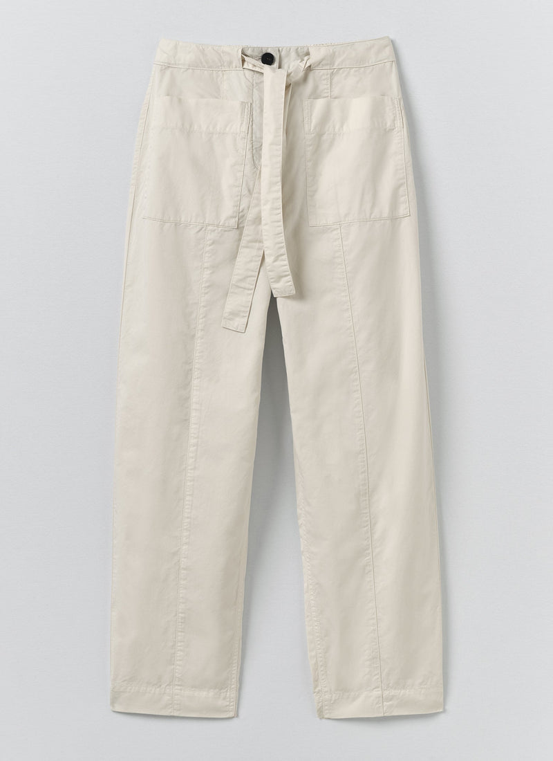 Cotton Twill Belted Pants | Pebble