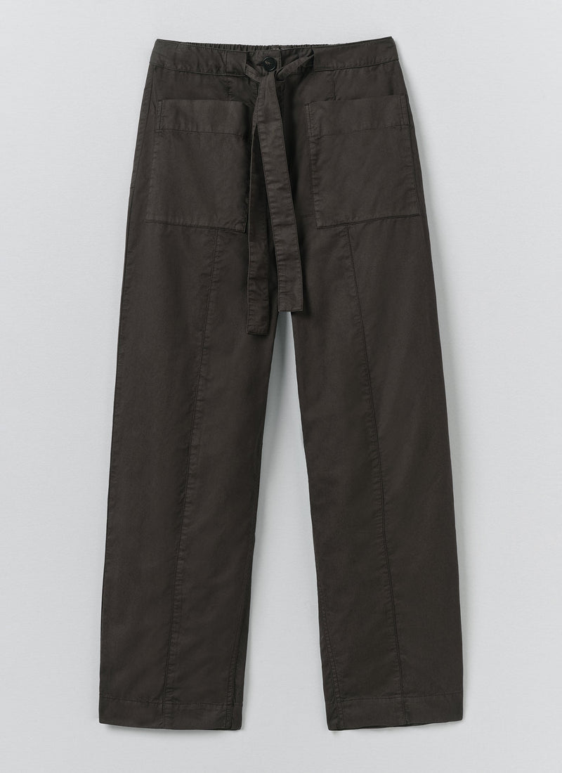 Cotton Twill Belted Pants | Smoke