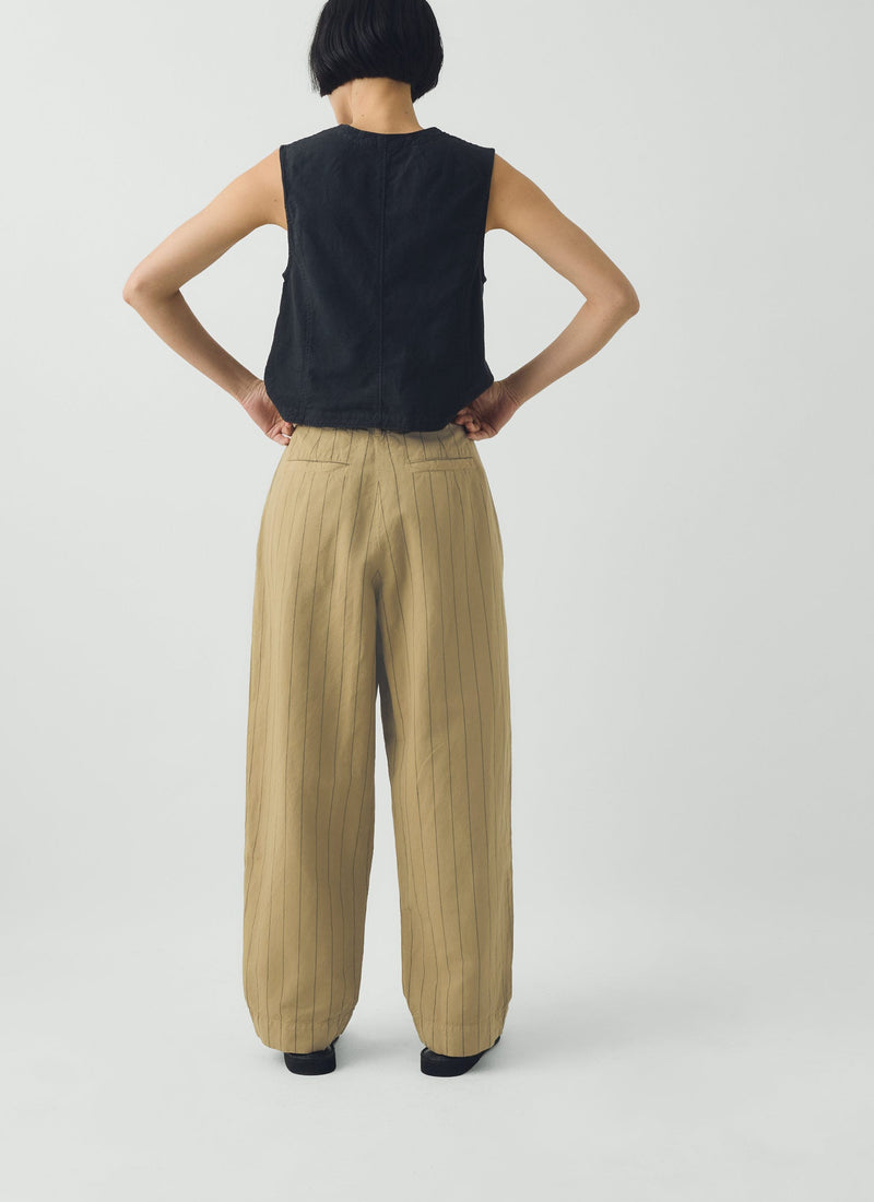 Pleat Front Stripe Cotton Linen Pants | Fennel Seed