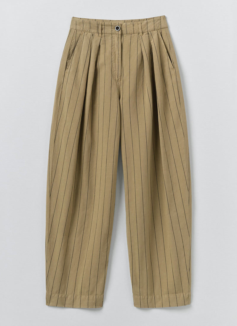 Pleat Front Stripe Cotton Linen Pants | Fennel Seed