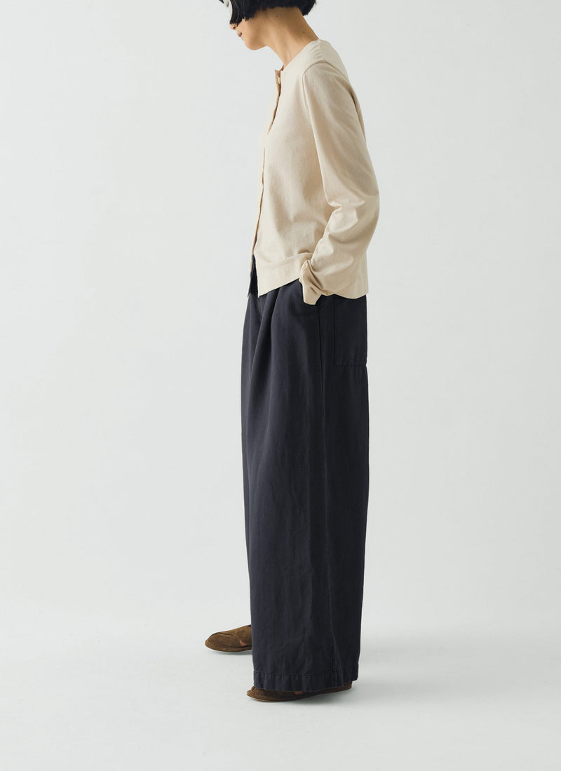 Wide Leg Cotton Linen Twill Pants | Nile Blue