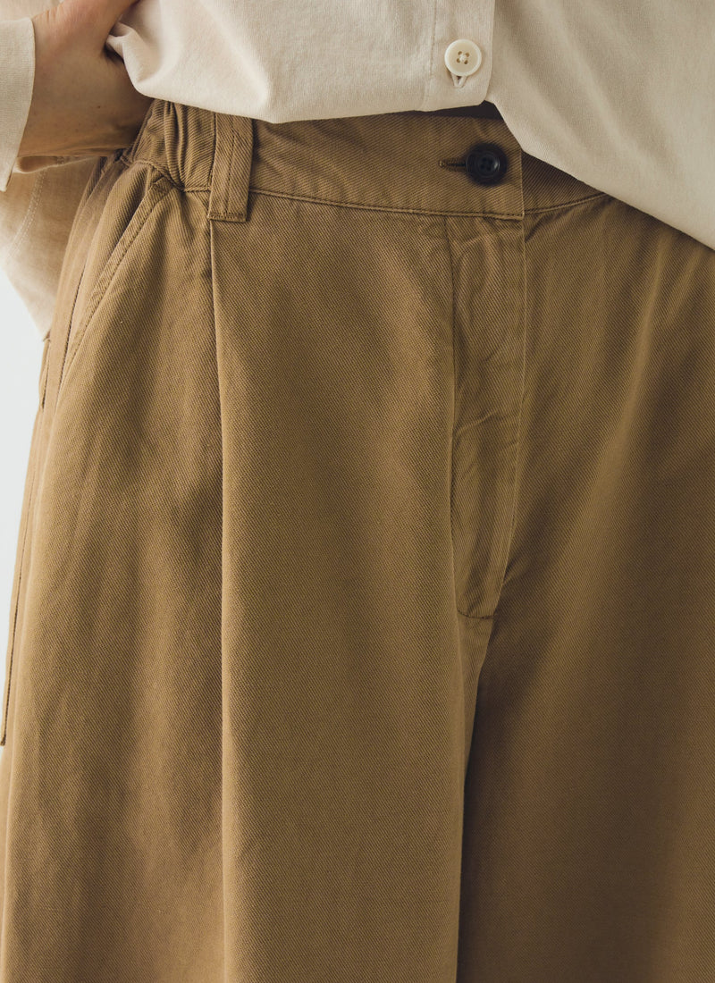 Wide Leg Cotton Linen Twill Pants | Warm Sand
