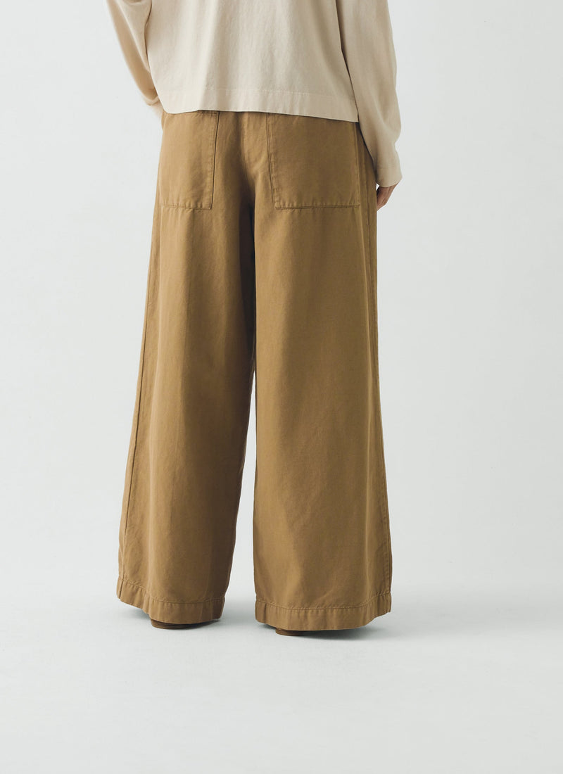Wide Leg Cotton Linen Twill Pants | Warm Sand