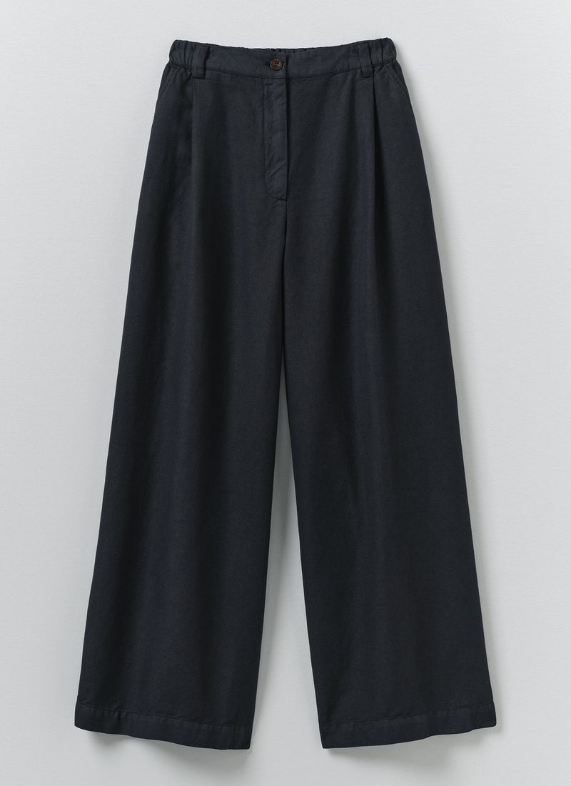 Wide Leg Cotton Linen Twill Pants | Nile Blue