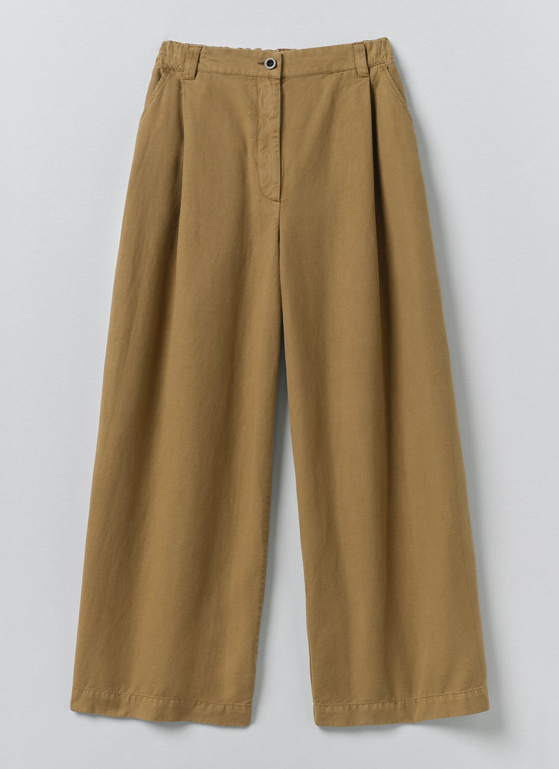 Wide Leg Cotton Linen Twill Pants | Warm Sand