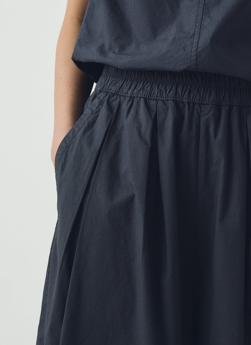 Pleated Pull On Cotton Poplin Pants | Slate