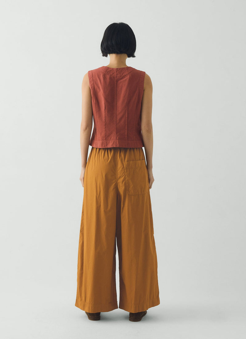 Pleated Pull On Cotton Poplin Pants | Dhal