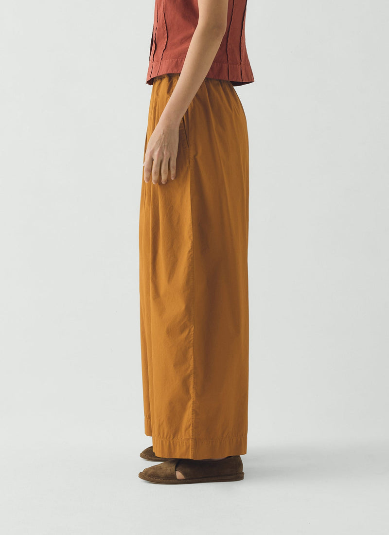 Pleated Pull On Cotton Poplin Pants | Dhal