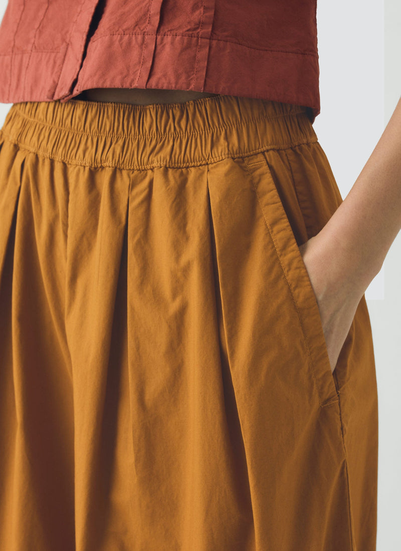 Pleated Pull On Cotton Poplin Pants | Dhal