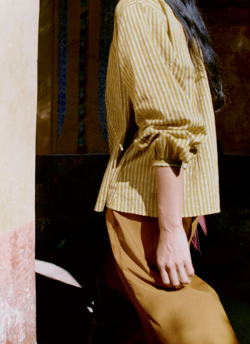 Pleated Pull On Cotton Poplin Pants | Dhal